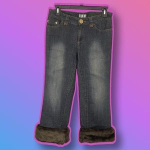 Metro 7 Capri Jeans Removable Brown Faux Fur Trim